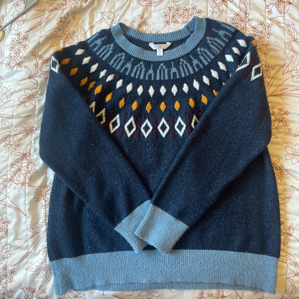 Time and Tru Navy and Light Blue Crewneck Sweater